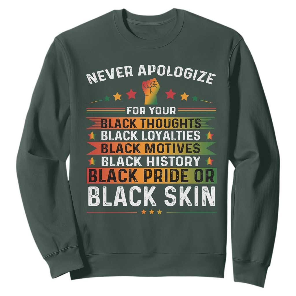 Black Pride Sweatshirt Never Apologize For Your Blackness