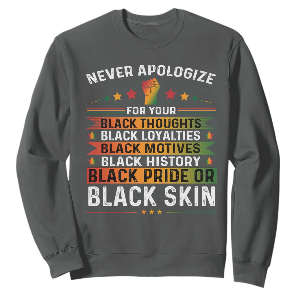 Black Pride Sweatshirt Never Apologize For Your Blackness
