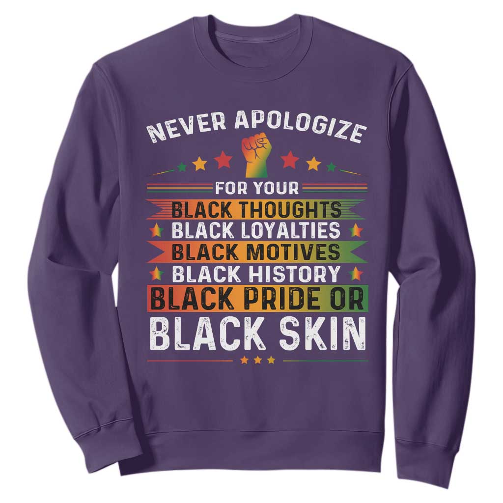Black Pride Sweatshirt Never Apologize For Your Blackness