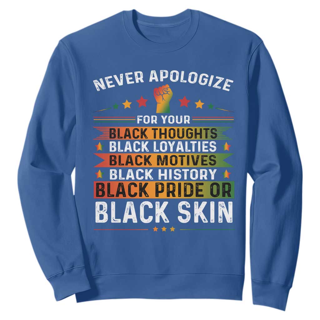 Black Pride Sweatshirt Never Apologize For Your Blackness