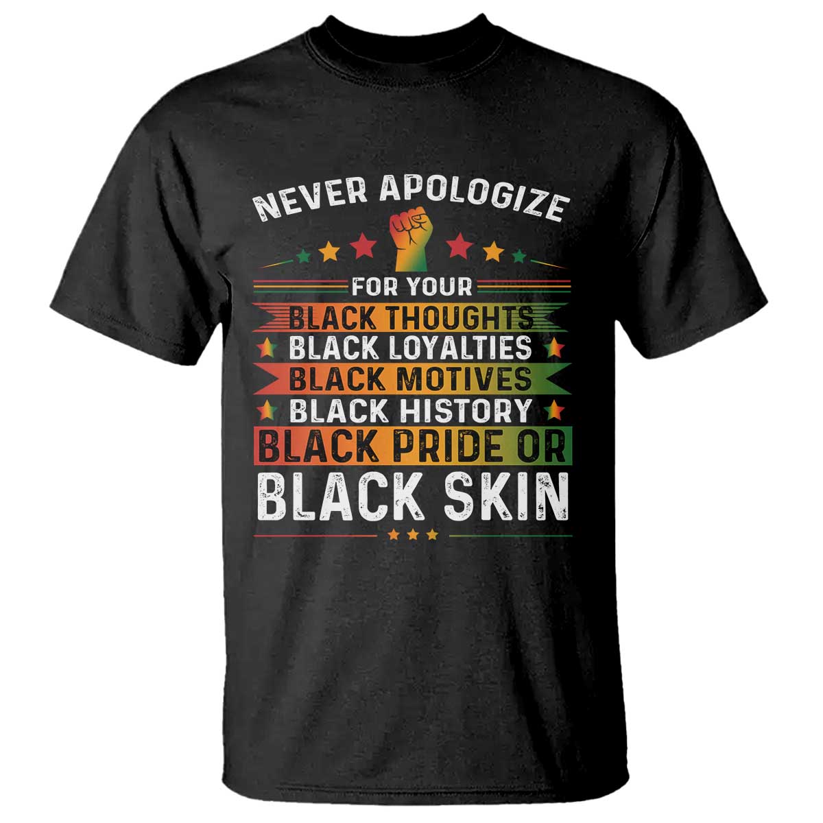 Black Pride T Shirt Never Apologize For Your Blackness