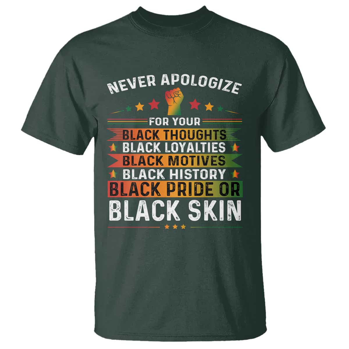 Black Pride T Shirt Never Apologize For Your Blackness