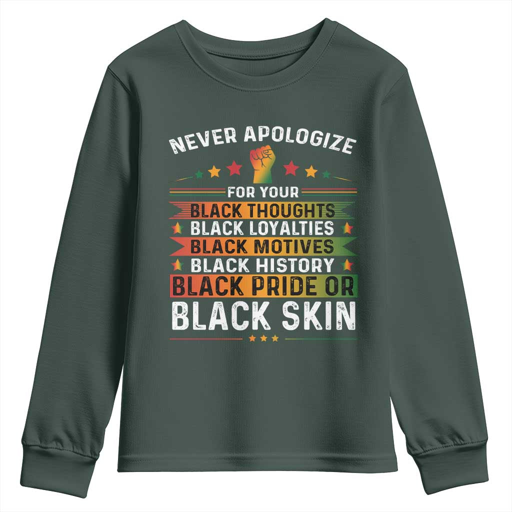 Black Pride Youth Sweatshirt Never Apologize For Your Blackness