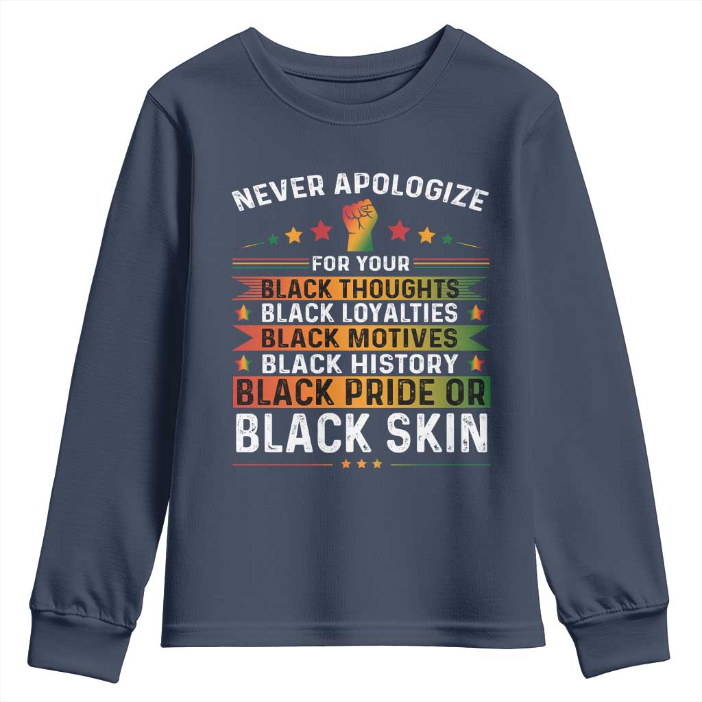 Black Pride Youth Sweatshirt Never Apologize For Your Blackness