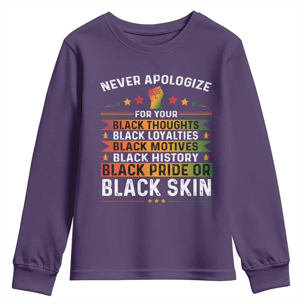 Black Pride Youth Sweatshirt Never Apologize For Your Blackness