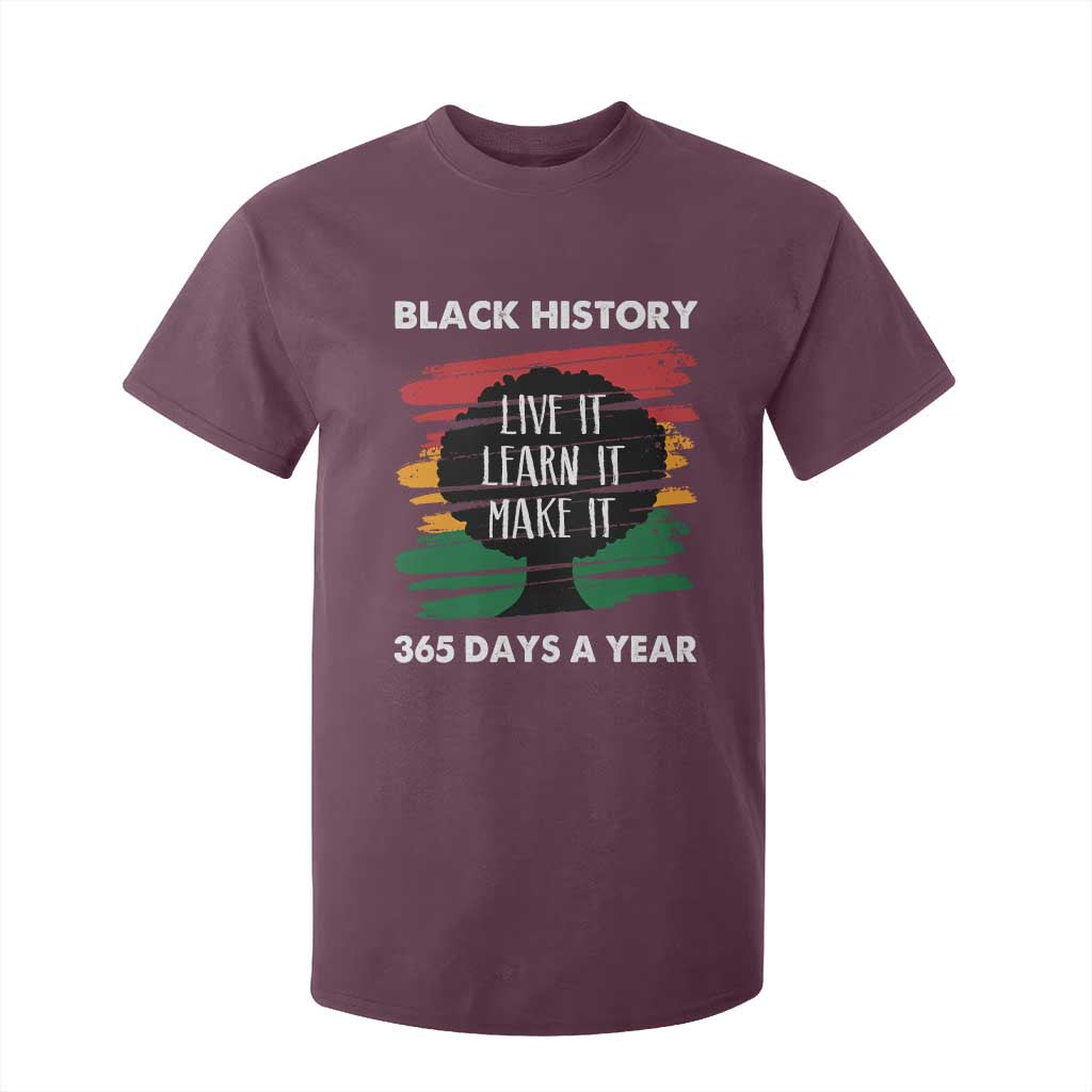 Black History Inspirational T Shirt For Kid Live It Learn It Make It African American