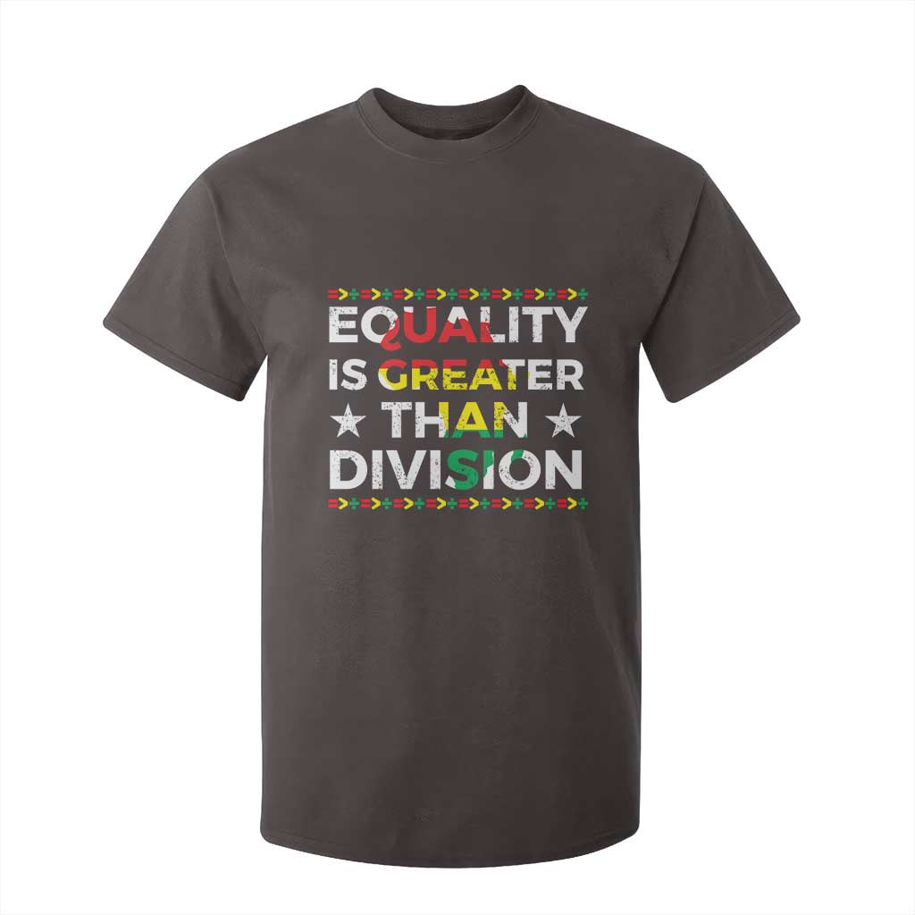 Black History Month T Shirt For Kid Equality Is Greater Than Division