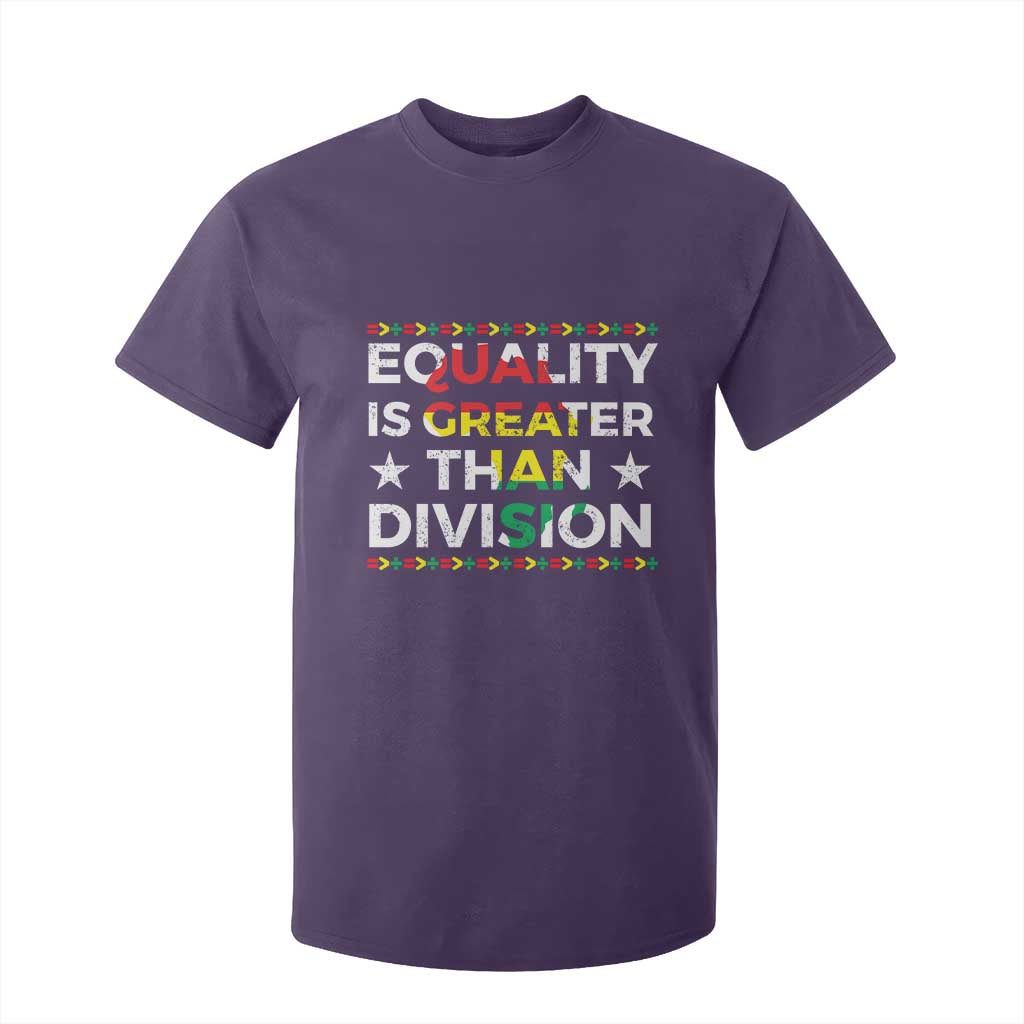 Black History Month T Shirt For Kid Equality Is Greater Than Division