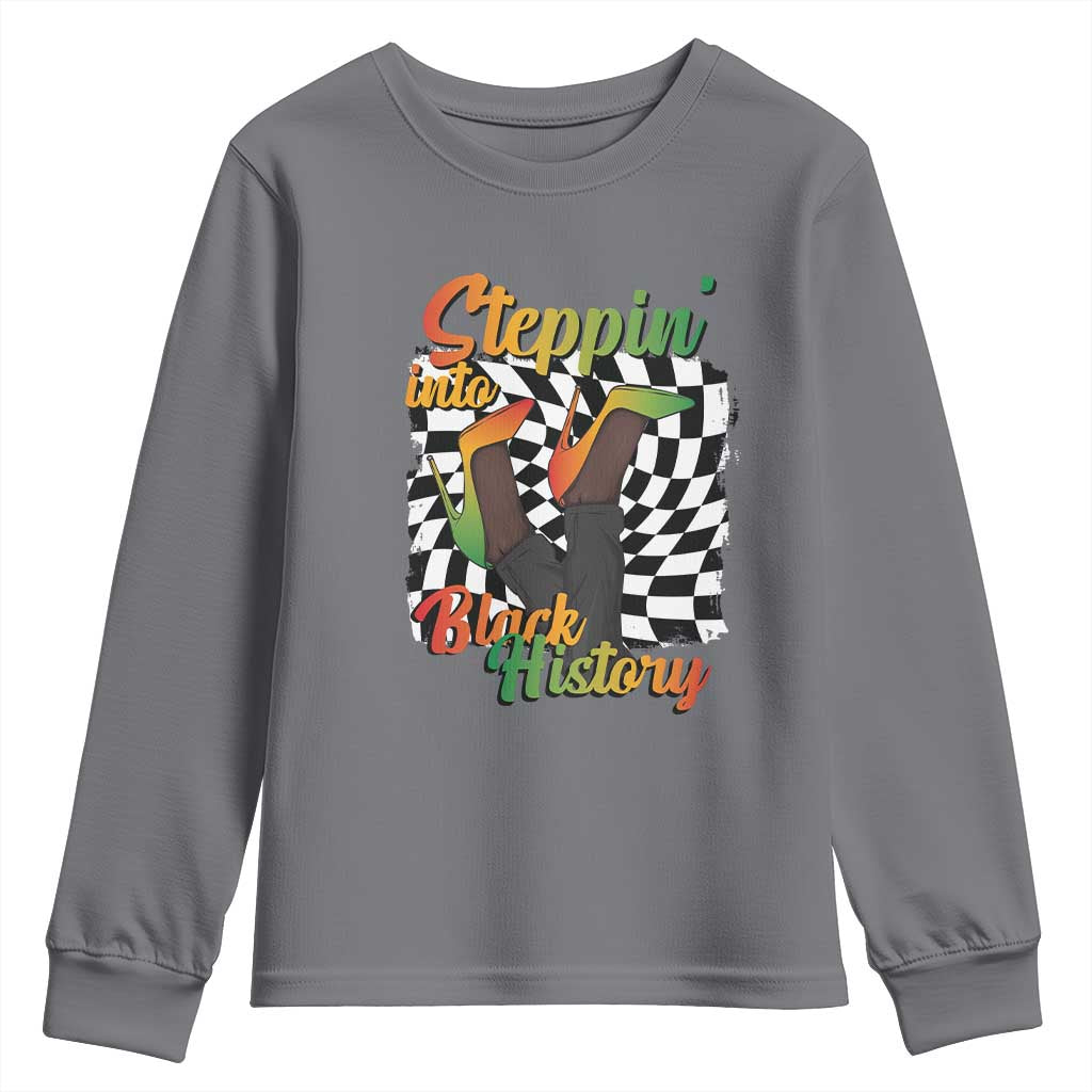 Stepping Into Black History Month Youth Sweatshirt African American Women Melanin Pride