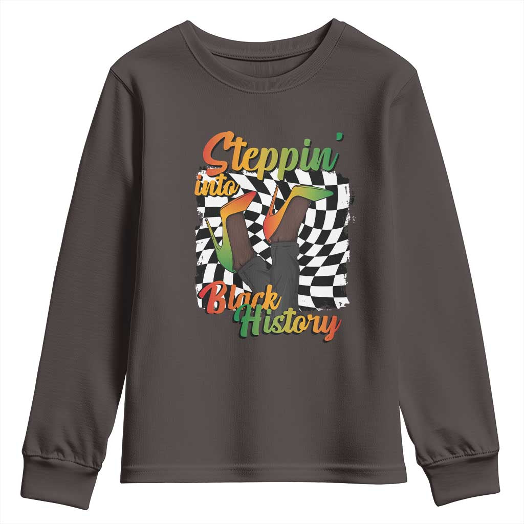 Stepping Into Black History Month Youth Sweatshirt African American Women Melanin Pride