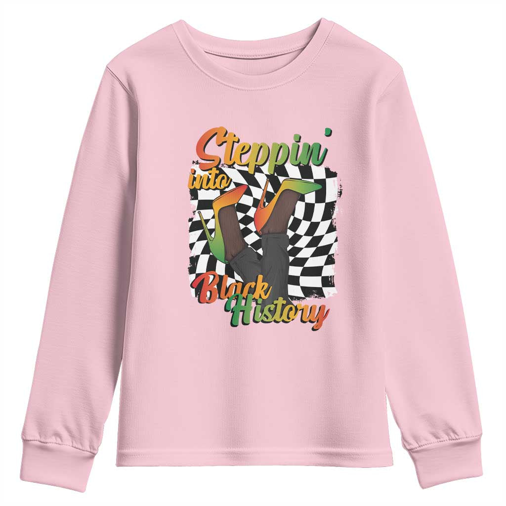 Stepping Into Black History Month Youth Sweatshirt African American Women Melanin Pride