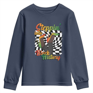 Stepping Into Black History Month Youth Sweatshirt African American Women Melanin Pride