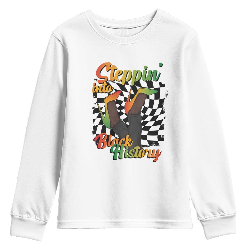 Stepping Into Black History Month Youth Sweatshirt African American Women Melanin Pride