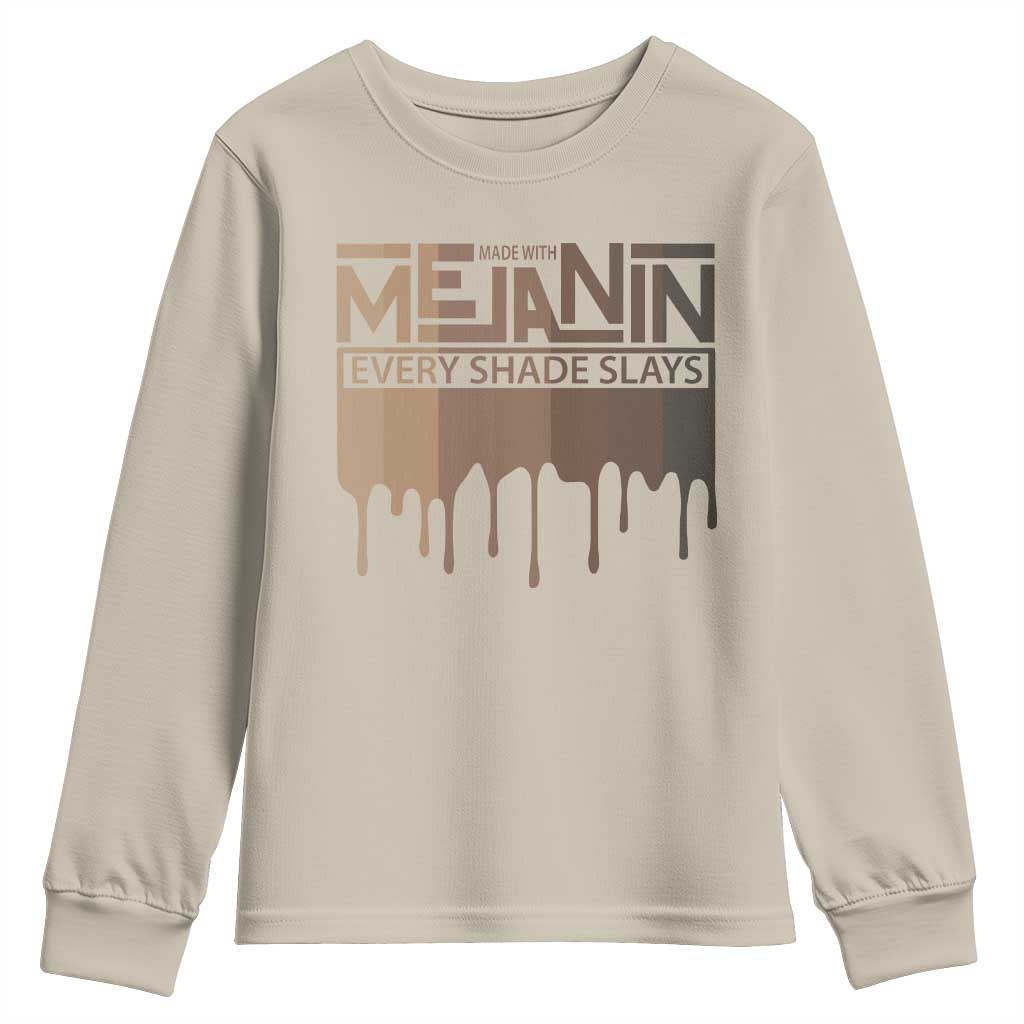 African Melanin Pride Youth Sweatshirt Made With Melanin Every Shade Slays