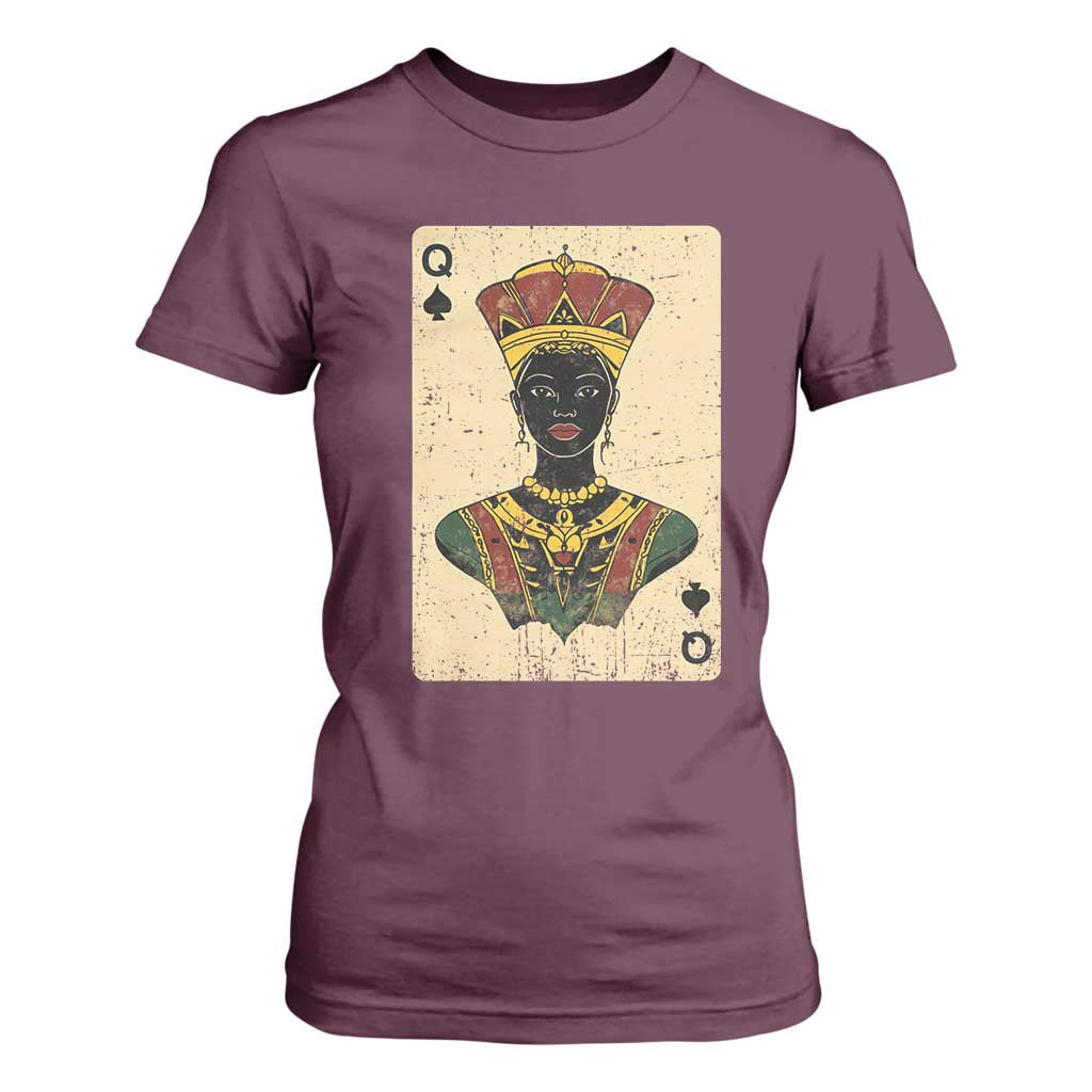 Black Pride African Queen Card T Shirt For Women