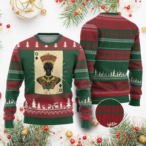 Black Pride African Queen Card Ugly Christmas Sweater