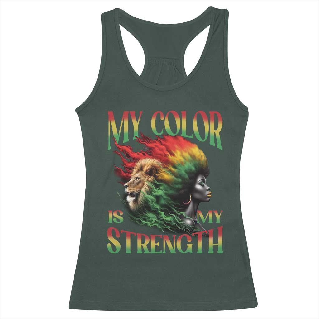 Black Pride Racerback Tank Top My Color Is My Strength African American Lion Women