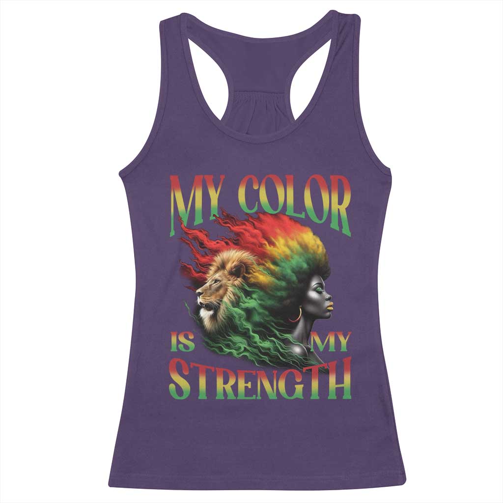 Black Pride Racerback Tank Top My Color Is My Strength African American Lion Women