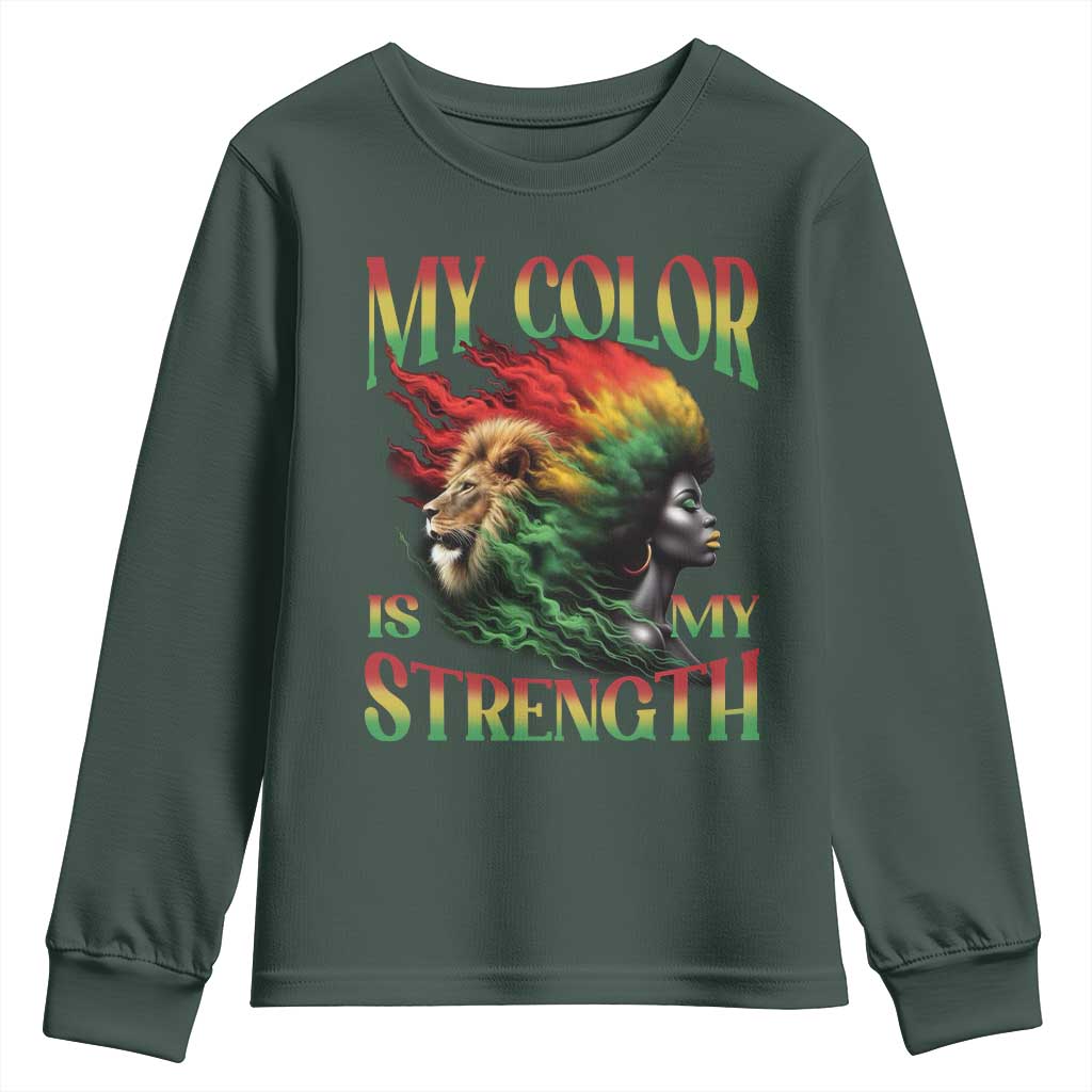 Black Pride Youth Sweatshirt My Color Is My Strength African American Lion Women