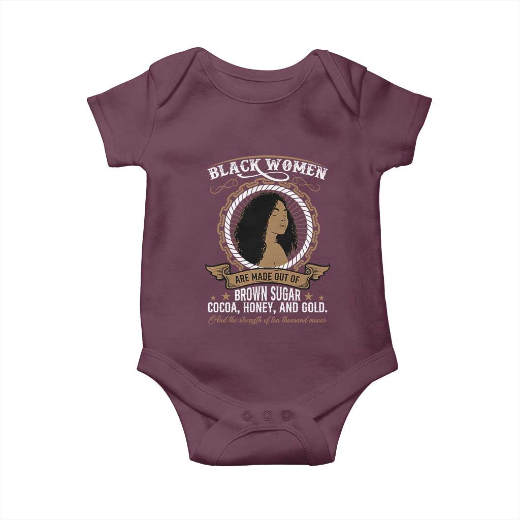 Black Women Pride Baby Onesie Made Out Of Brown Sugar Cocoa Honey And Gold
