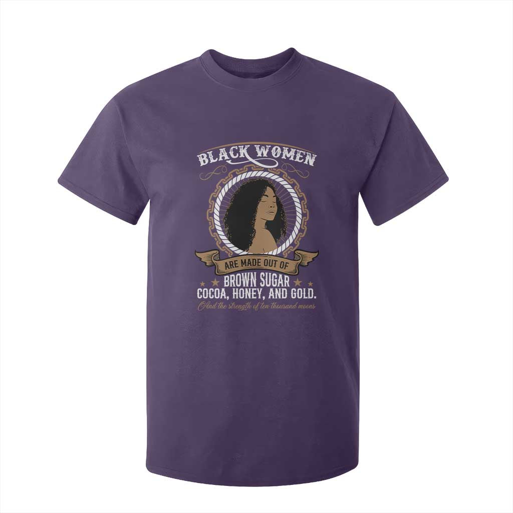 Black Women Pride T Shirt For Kid Made Out Of Brown Sugar Cocoa Honey And Gold