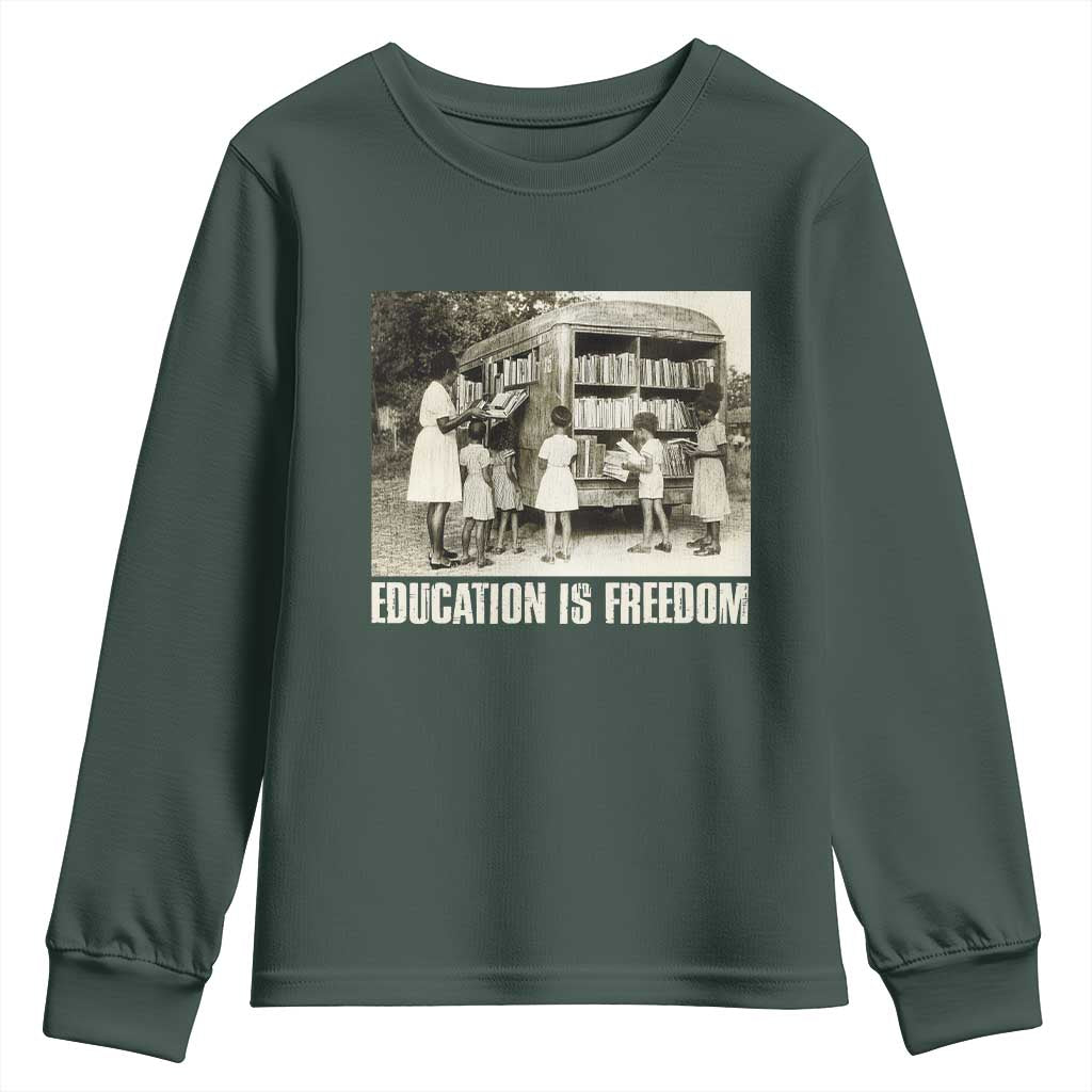 Education Is Freedom Youth Sweatshirt Black Educator Bookish