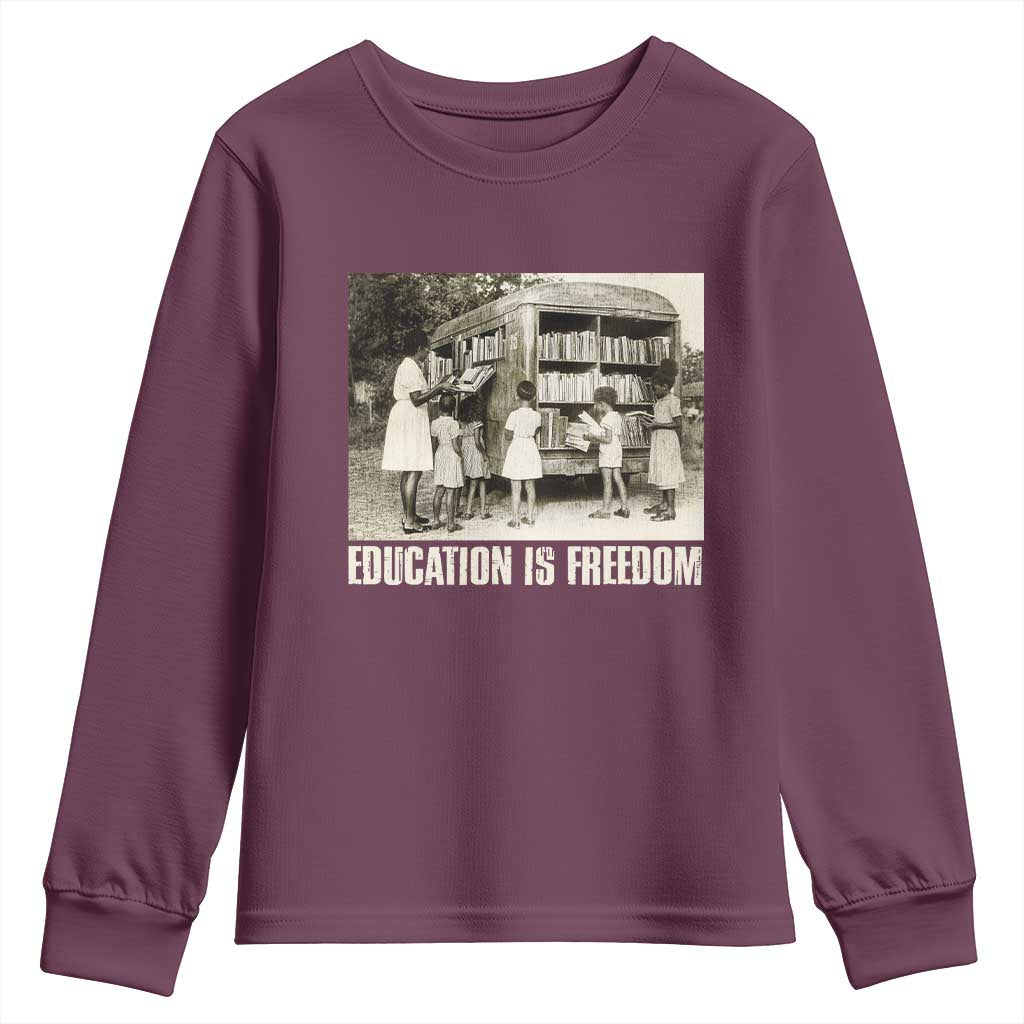 Education Is Freedom Youth Sweatshirt Black Educator Bookish