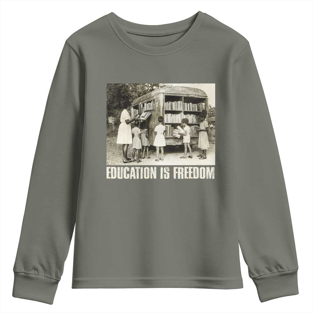 Education Is Freedom Youth Sweatshirt Black Educator Bookish