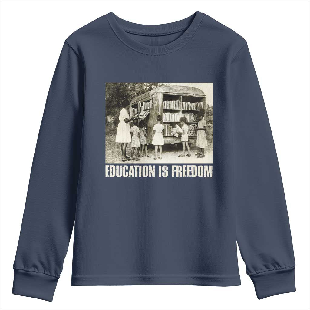 Education Is Freedom Youth Sweatshirt Black Educator Bookish
