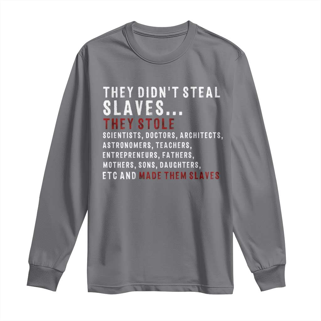 Black History Long Sleeve Shirt They Didn't Steal Slaves They Stolen And Made Them Slaves TS09