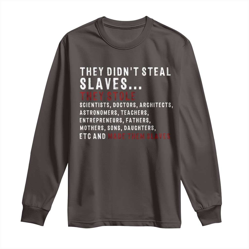 Black History Long Sleeve Shirt They Didn't Steal Slaves They Stolen And Made Them Slaves TS09