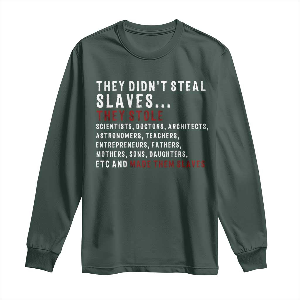 Black History Long Sleeve Shirt They Didn't Steal Slaves They Stolen And Made Them Slaves TS09