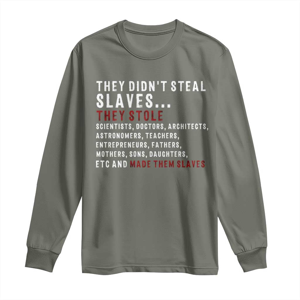 Black History Long Sleeve Shirt They Didn't Steal Slaves They Stolen And Made Them Slaves TS09