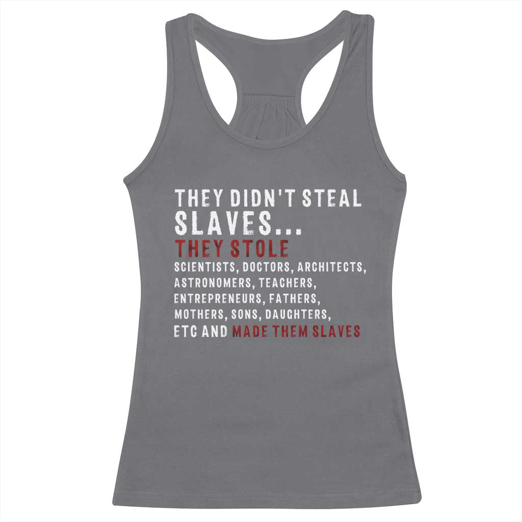 Black History Racerback Tank Top They Didn't Steal Slaves They Stolen And Made Them Slaves TS09