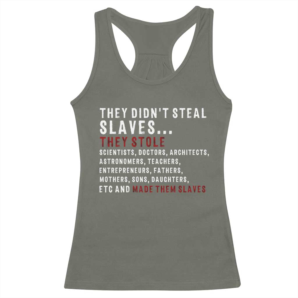 Black History Racerback Tank Top They Didn't Steal Slaves They Stolen And Made Them Slaves TS09