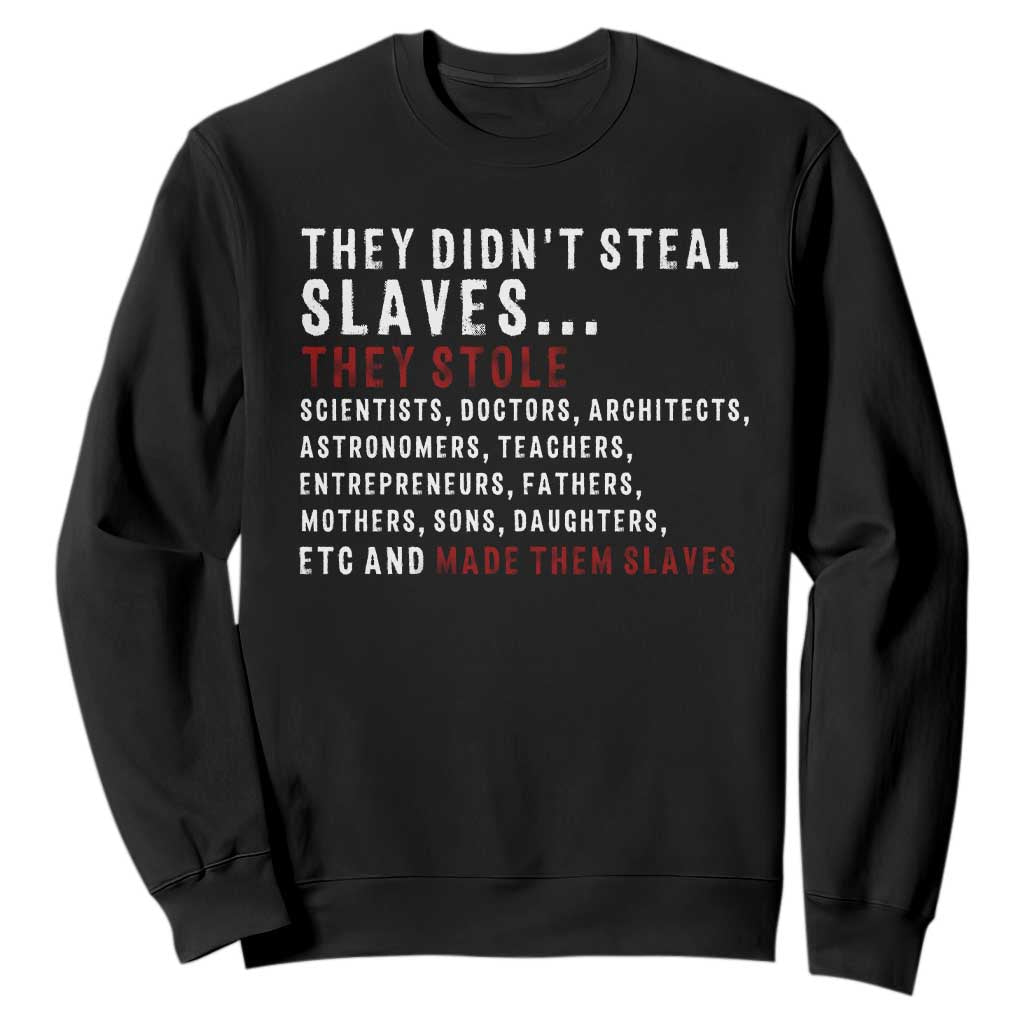 Black History Sweatshirt They Didn't Steal Slaves They Stolen And Made Them Slaves TS09