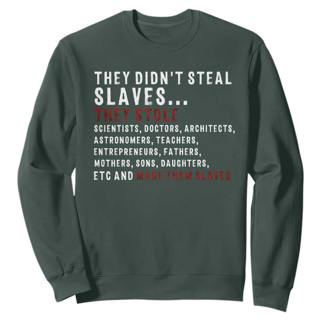 Black History Sweatshirt They Didn't Steal Slaves They Stolen And Made Them Slaves TS09