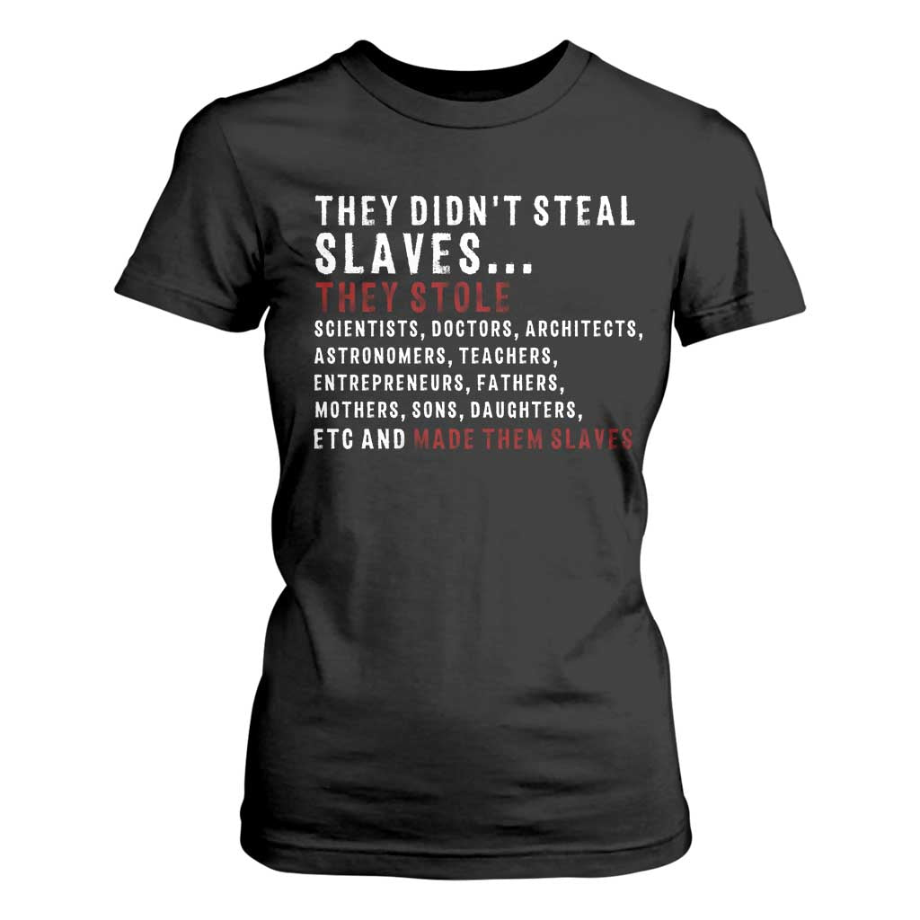 Black History T Shirt For Women They Didn't Steal Slaves They Stolen And Made Them Slaves TS09