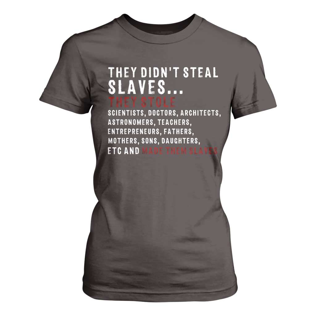 Black History T Shirt For Women They Didn't Steal Slaves They Stolen And Made Them Slaves TS09