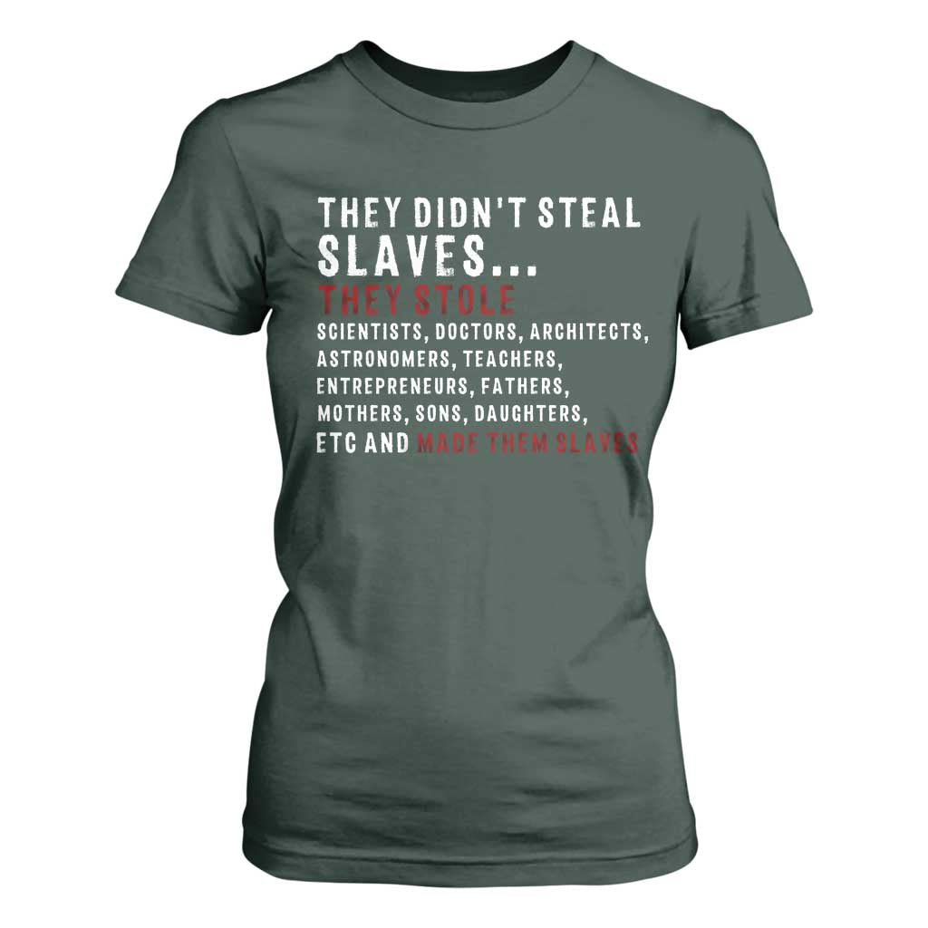 Black History T Shirt For Women They Didn't Steal Slaves They Stolen And Made Them Slaves TS09