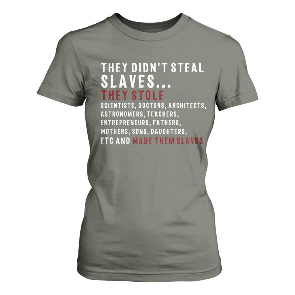 Black History T Shirt For Women They Didn't Steal Slaves They Stolen And Made Them Slaves TS09