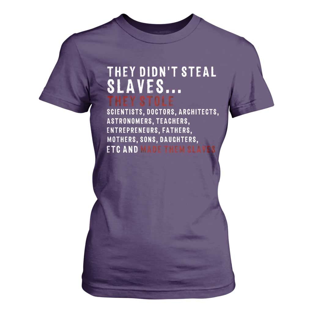 Black History T Shirt For Women They Didn't Steal Slaves They Stolen And Made Them Slaves TS09