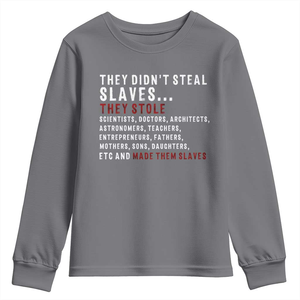 Black History Youth Sweatshirt They Didn't Steal Slaves They Stolen And Made Them Slaves TS09