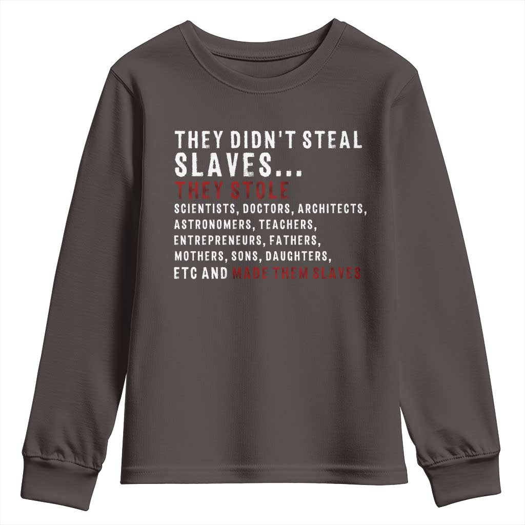 Black History Youth Sweatshirt They Didn't Steal Slaves They Stolen And Made Them Slaves TS09