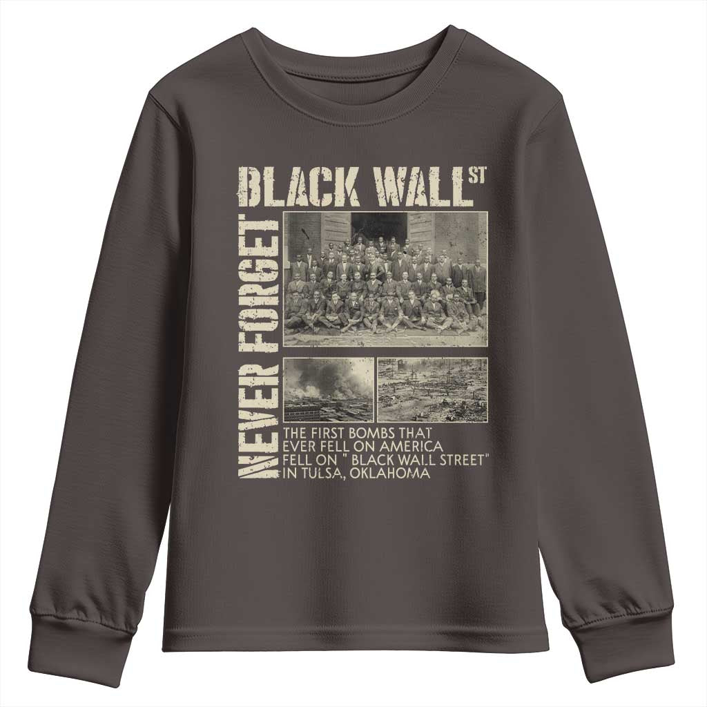 Black Wall Street Youth Sweatshirt Never Forget Tulsa Black History Month