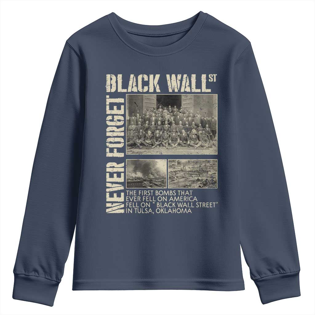 Black Wall Street Youth Sweatshirt Never Forget Tulsa Black History Month