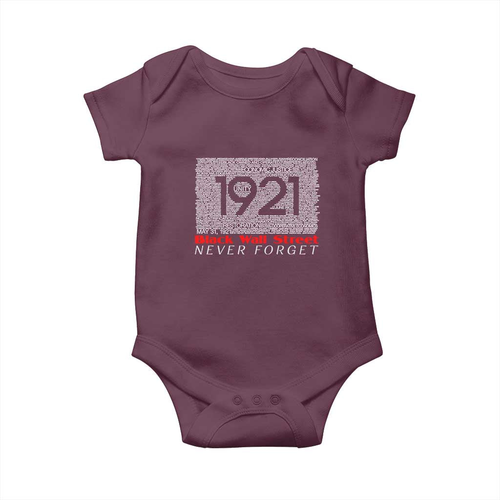 Black Wall Street Baby Onesie Never Forget 1921 Greenwood Tulsa Black History