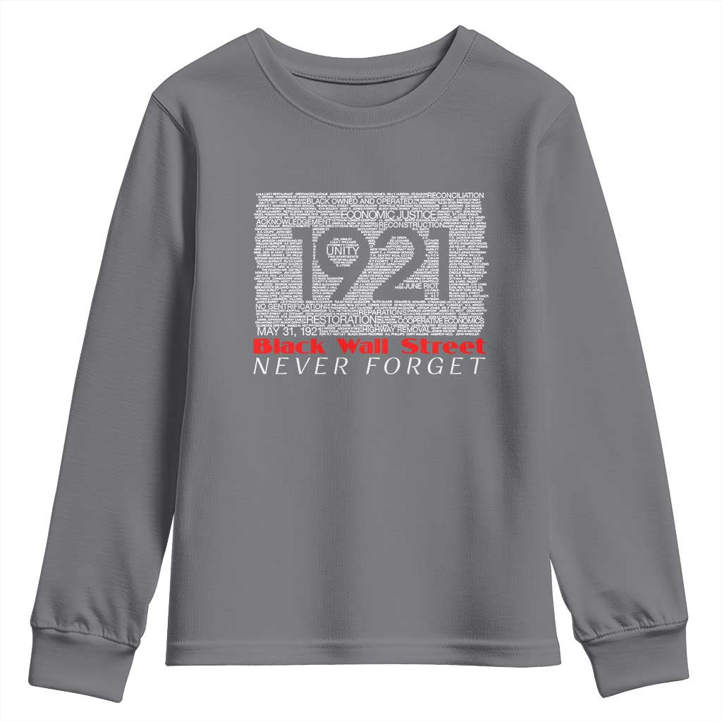 Black Wall Street Youth Sweatshirt Never Forget 1921 Greenwood Tulsa Black History
