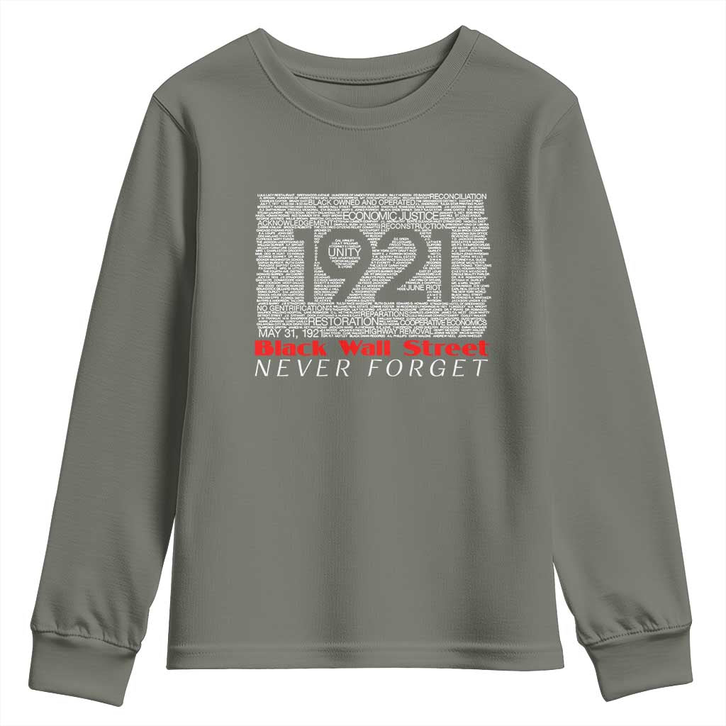 Black Wall Street Youth Sweatshirt Never Forget 1921 Greenwood Tulsa Black History