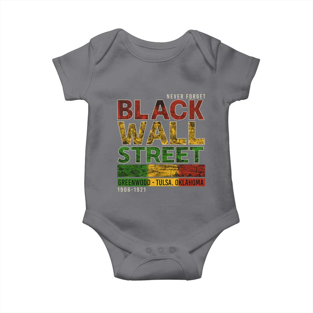 Never Forget Black Wall Street Baby Onesie Greenwood Tulsa Oklahoma Black History